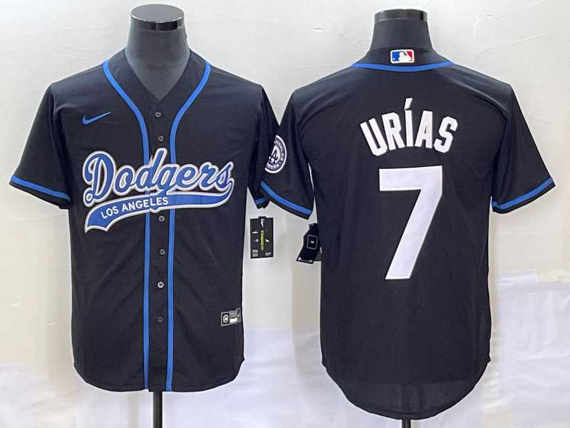 Men%27s Los Angeles Dodgers #7 Julio Urias Black With Patch Cool Base Stitched Jersey->los angeles dodgers->MLB Jersey